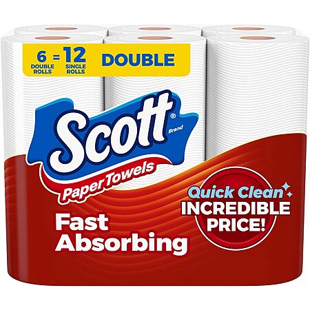 [SnS, AC] $14.49* | 3 × 6-Pk 108-Sheet Scott Paper Towels Choose-A-Sheet Double Rolls ($4.83 each) at Amazon