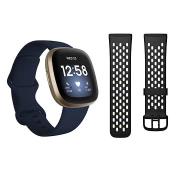 Fitbit Versa 3 Smartwatch Bundle, Gold - $169.99