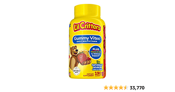 L'il Critters Gummy Vites Daily Kids Gummy multivitamin: Vitamins C, D3 and Zinc for Immune Support 190 ct (95-190 day supply) - $7.72