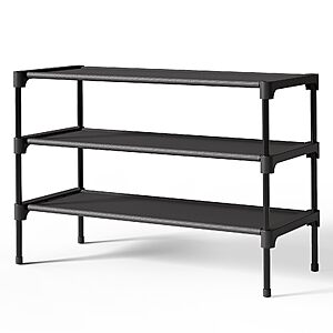Kitsure Shoe Rack - Non-Woven Shoe Rack Shelf, 27.5" Wide - 3 Tier, Black $9.97 @ Amazon
