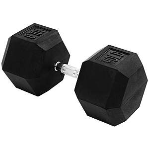 $50 BalanceFrom Rubber Encased Hex Dumbbells, 90 lb Single, Black