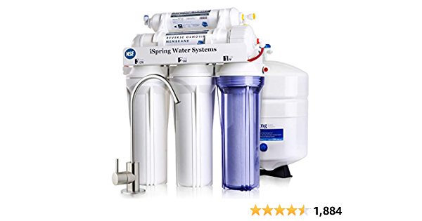 iSpring RCC7, NSF Certified, High Capacity Under Sink 5-Stage Reverse Osmosis Drinking Filtration System and Ultimate Water Softener, 75 GPD, Brushed Nickel Faucet - $112