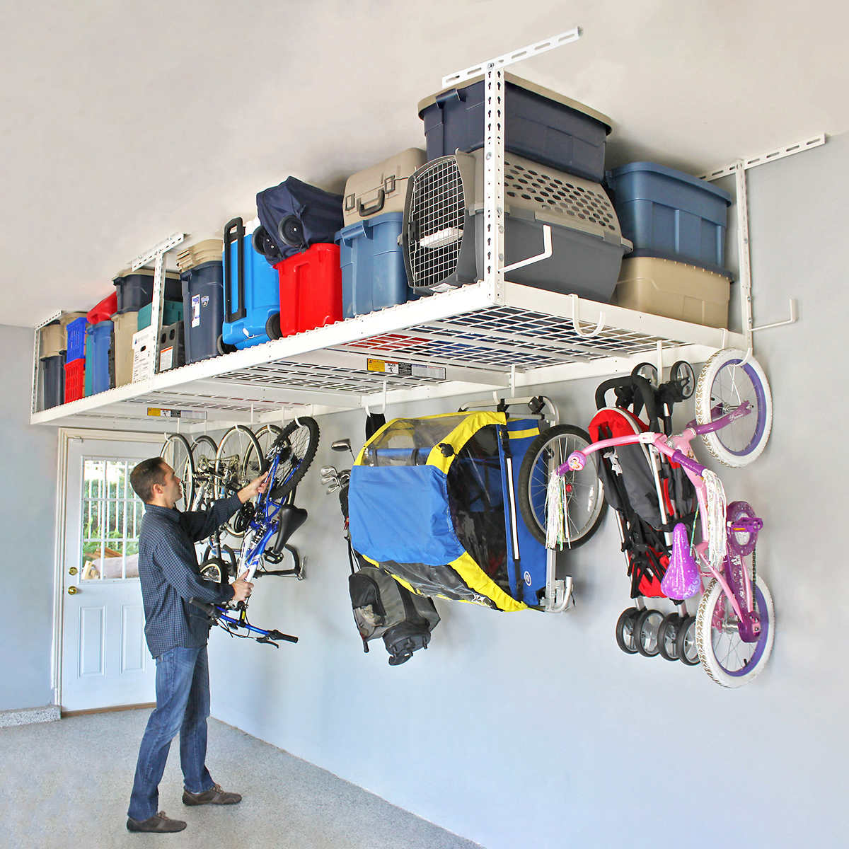 Costco : SafeRacks Overhead Garage Storage Combo Kit, Two 4 ft. x 8 ft. Racks, 18-piece Deluxe Hook Accessory Pack  - $239.99