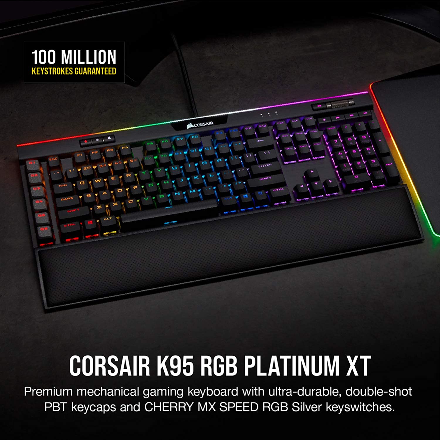 Corsair K95 RGB Platinum XT Mechanical Gaming Keyboard, Backlit RGB LED, Cherry MX Speed RGB Silver (CH-9127414-NA) $148.99