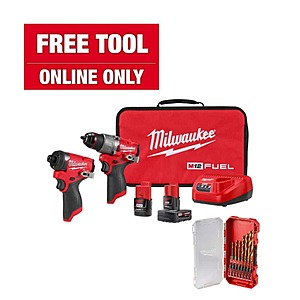 M12 FUEL 12-Volt Lithium-Ion Brushless Cordless Hammer Drill and Impact Driver Combo Kit w/2 Batteries, Bag and Bits. $138.73 after hack.