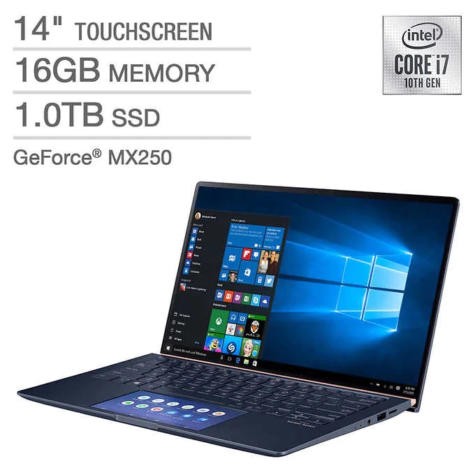 ASUS 14" Zenbook UX434FLC Laptop - 10th Gen Intel Core i7-10510U - 1080p - Royal Blue - Costco Members $1099.99
