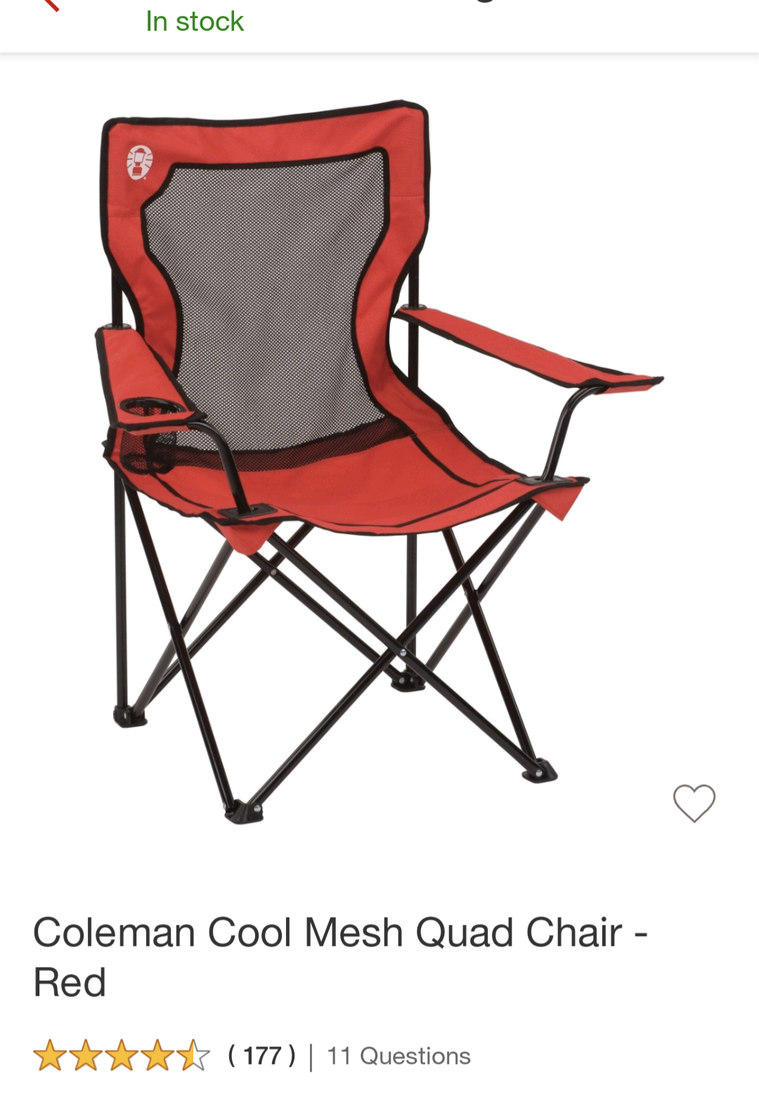 Coleman Cool Mesh Quad Chair - Red (70% in store) $8.99 YMMV
