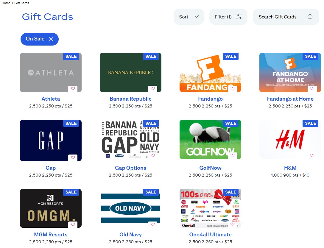 Citi ThankYou Rewards: 10% discount on select Gift Card Redemption (Fandango, one4All Ultimate, &more) YMMV