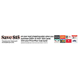 ShopRite Supermarkets Gift Card - $15 off next week's order when you buy $100 in ANY Gift Cards (7/13-7/19)