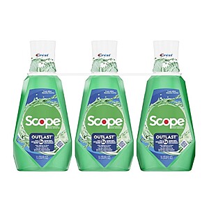 BJ's Wholesale Club: Crest Scope Outlast Mint Mouthwash 1L 3-Pack for $5.99 &more YMMV (ends 11/2)