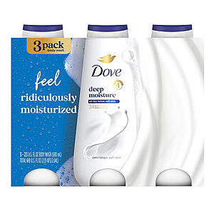 BJs members: 3-pack 23oz Dove Body Wash (7 varieties) for $11.99 (also, $5 off $30) +FS