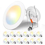 Amazon Resale - Amico Recessed Lighting 5/6 Inch, 12 Pack 5CCT Flat LED Can Lights, 2700K/3000K/4000K/5000K/6000K, 12W, 1050LM Brightness, Retrofit $26