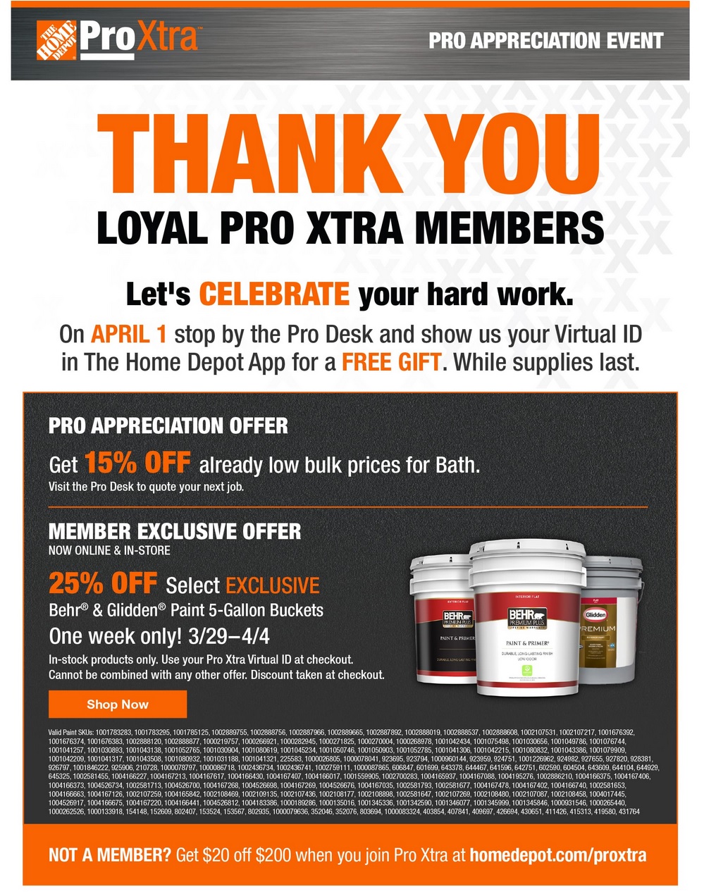 Home Depot 20 off 200 to sign up as Pro Xtra Member & April 1st Free