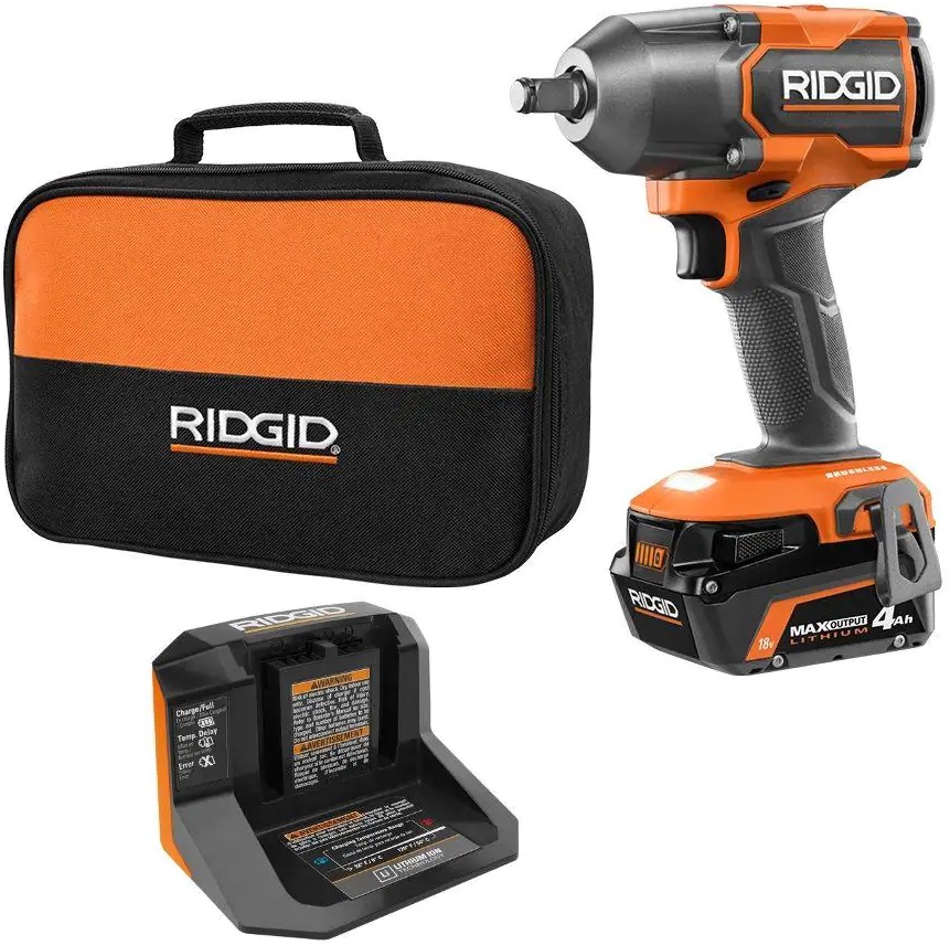 $169 - RIDGID 18V Brushless Cordless 1/2 in. Impact Wrench Kit with 4.0 Ah Battery and Charger R86012K - $169