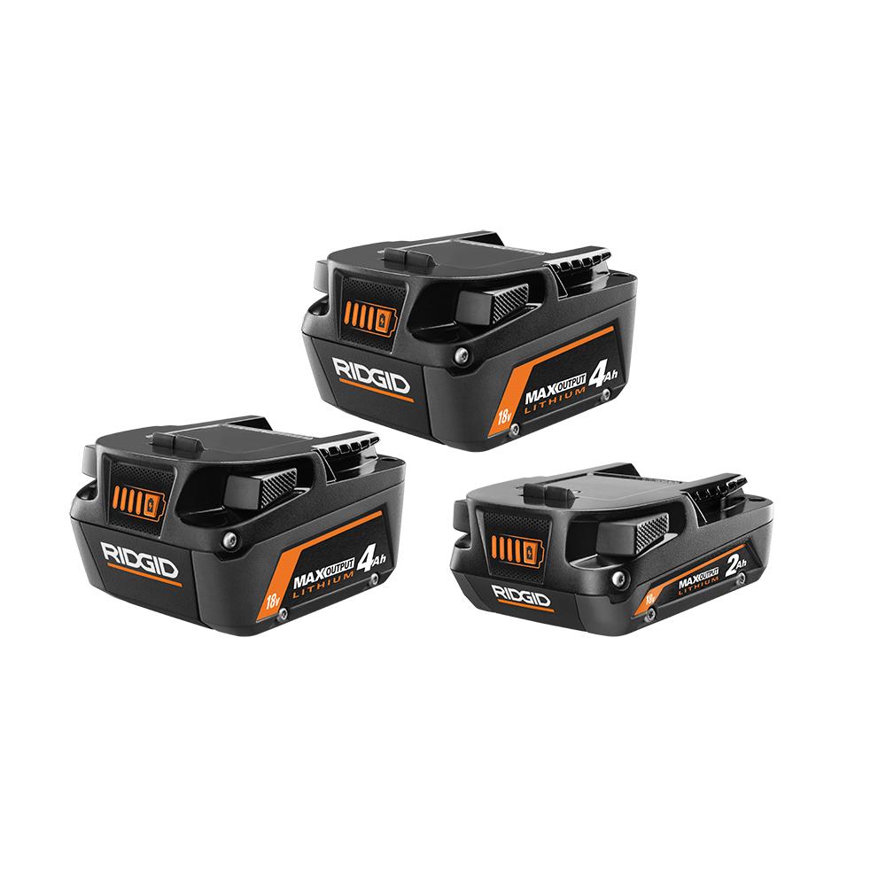 $65 + $15 Shipping RIDGID 18V 2.0 Ah and (2) 4.0 Ah MAX Output Battery (3-Pack) Direct Tools Outlet - $80