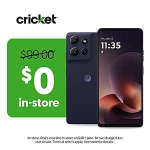 Walmart in Store $40+Tax Cricket Wireless moto g power 2026 128GB, 8GB RAM (Prepaid), PANTONE Evening Blue