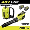 RYOBI 40V HP Brushless Whisper Series 190 MPH 730 CFM Leaf Blower and Backpack Battery w/ (2) 6.0 Ah Batteries &amp;amp; Charger RY404180 - $149.99