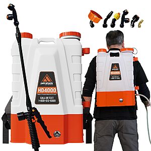 PetraTools Battery Powered Backpack Sprayer 4 Gallon - HD4000 Electric Backpack Garden Sprayer with 6 Spray Nozzles $189.99