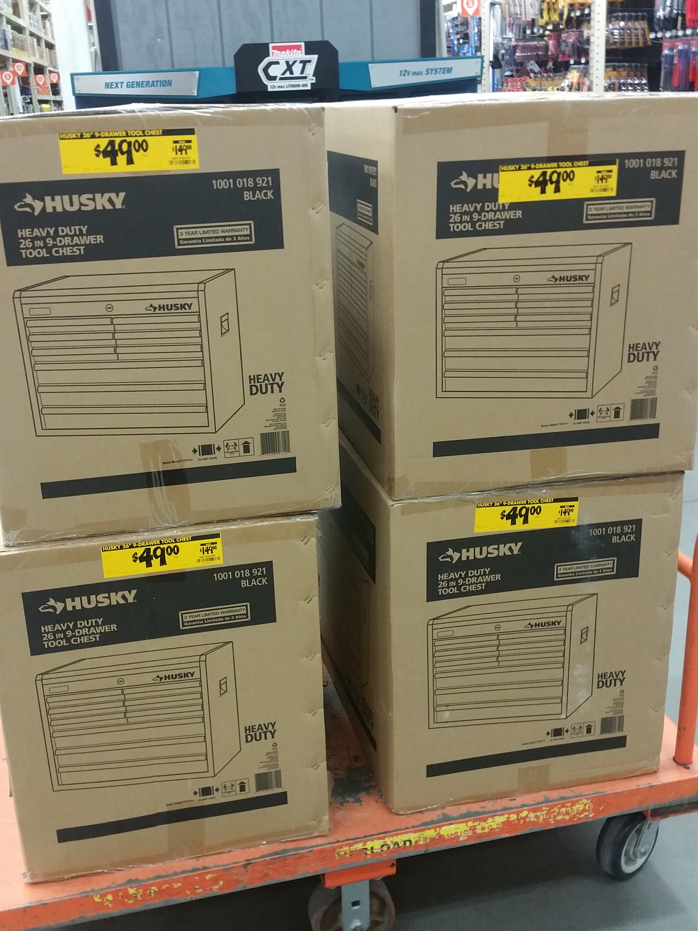 Husky heavy duty 26in 9 drawer tool chest $49 home depot b&m ymmv