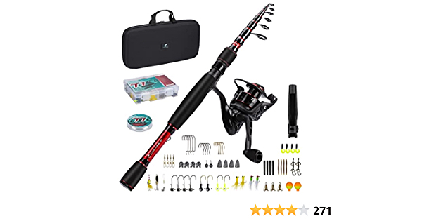 Calamus T1 Telescopic Fishing Rod and Reel Combo, Ready-to-go Fishing Gear Set with Fishing Line, Lure Kits & Accessories and Carrier Bag for Freshwater & Saltwater - $44.19