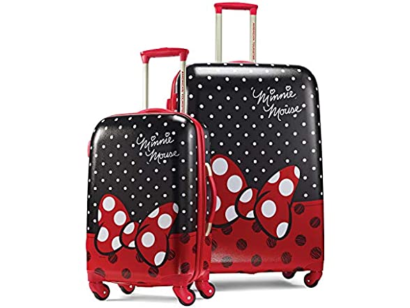 AMERICAN TOURISTER Kids' Disney Hardside Luggage with Spinner Wheels, Minnie Mouse Red Bow, 2-Piece Set (21/28) -  $99.99