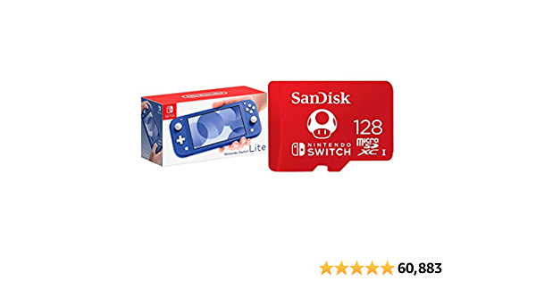 Nintendo Switch Lite - Blue with SanDisk 128GB microSDXC-Card, Licensed for Nintendo-Switch - $199.99