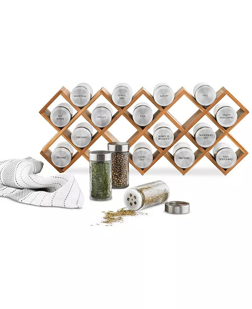 Macy's ~ Bamboo Spice Rack with 20 Glass Jars of Spices + 5 Years of Refills $29.33 (was $84)