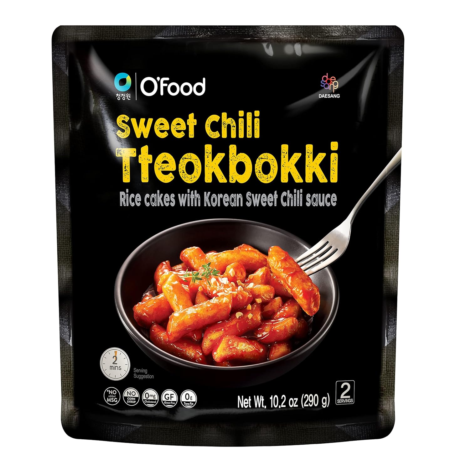 10.2Oz O'Food Tteokbokki GlutenFree Korean Rice Cakes (Sweet Chili)