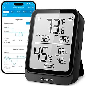 GoveeLife H5104 Bluetooth Hygrometer Thermometer (Black) $8.40 