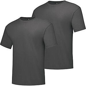 2-Pack Hanes Men's Short Sleeve Beefy Crewneck T-shirt (Charcoal Heather) $8.45