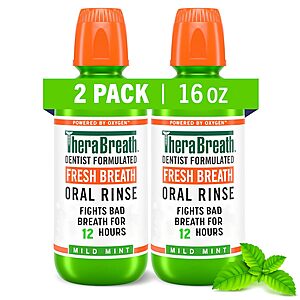 2-Pack 16-Oz TheraBreath Fresh Breath Oral Rinse (various) from $10.75 w/ Subscribe & Save
