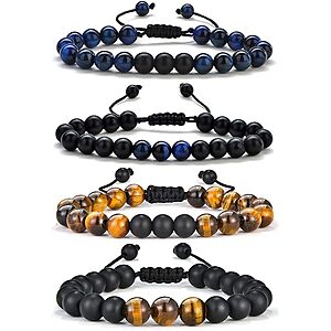 4-pk M MOOHAM Men's Natural Stone Bracelets (Various)  & More