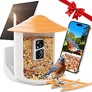 Soliom 3W Solar Powered Bird Feeder w/ Camera & AI Species Identifier .50 + Free Shipping