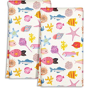 2-pk 18 x 26" Miss Adola Microfiber Kitchen Dish Towels (fish) $3 