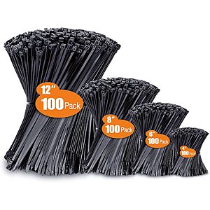 $5.99 | 400-Pack Black Cable Zip Ties (Various Sizes) at Amazon