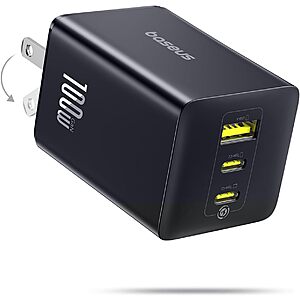 100W Baseus 3-Port USB-C GaN Wall Charger (2x USB-C & USB-A) $22 + Free Shipping