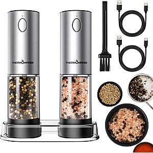 110ml ThermoMaven Electric Salt & Pepper Grinder Set w/ LED & USB-C Charging $20 + Free Shipping