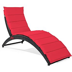 Tangkula Rattan Foldable Patio Lounge Chair (2 colors)  + Free S&H