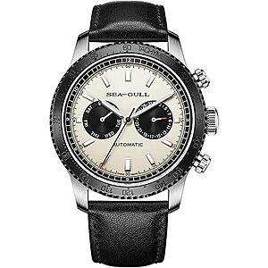 SEA-GULL 43mm Men’s Panda Eye Mechanical Watch w/ Black Leather Strap $159.20 + Free S&H