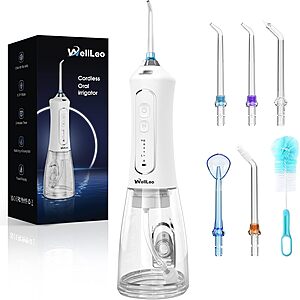 WellLeo 300ml Cordless Rechargeable Water Flosser (White)