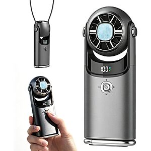 MIALEXO 3-In-1 Mini Handheld Fan w/ Cooling Plate (Dark Grey or Silver Grey) $10 