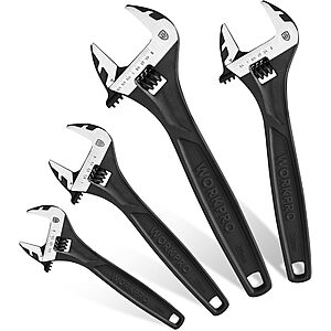 4-Pc WORKPRO Adjustable Wrench Set (6", 8", 10" & 12") + Free S&H