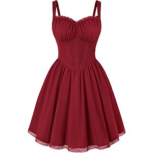 Scarlet Darkness Lace Corset Mini Dress w/ Adjustable Straps (Various) $12.90 