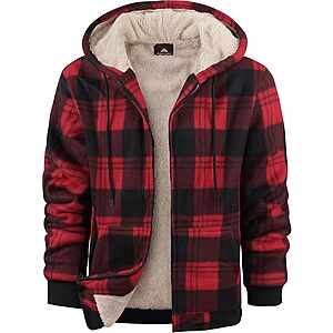 ZITY Men's Sherpa-Lined Plaid Full-Zip Hoodie from $19.80 