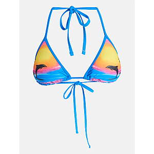 No Boundaries Women's Blue Dolphin Triangle Bikini Swim Top (Caribbean Blue)