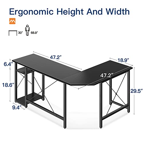66" L Shaped Computer Desk with Shelves for 129.99 + Free Shipping $129.99