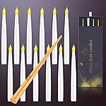 Flameless Candles with Magic Wand Remote, 6.6&quot; Hanging Window Candles Battery Operated Candles Flickering Floating Candles Electric LED Taper Candles for Home  Party Xmas $14.84