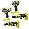 RYOBI ONE+ HP 18V Brushless Cordless 4-Tool Combo Kit with Impact Wrench, Impact Wrench, and (2) Compact Ratchets (Tools Only) $298