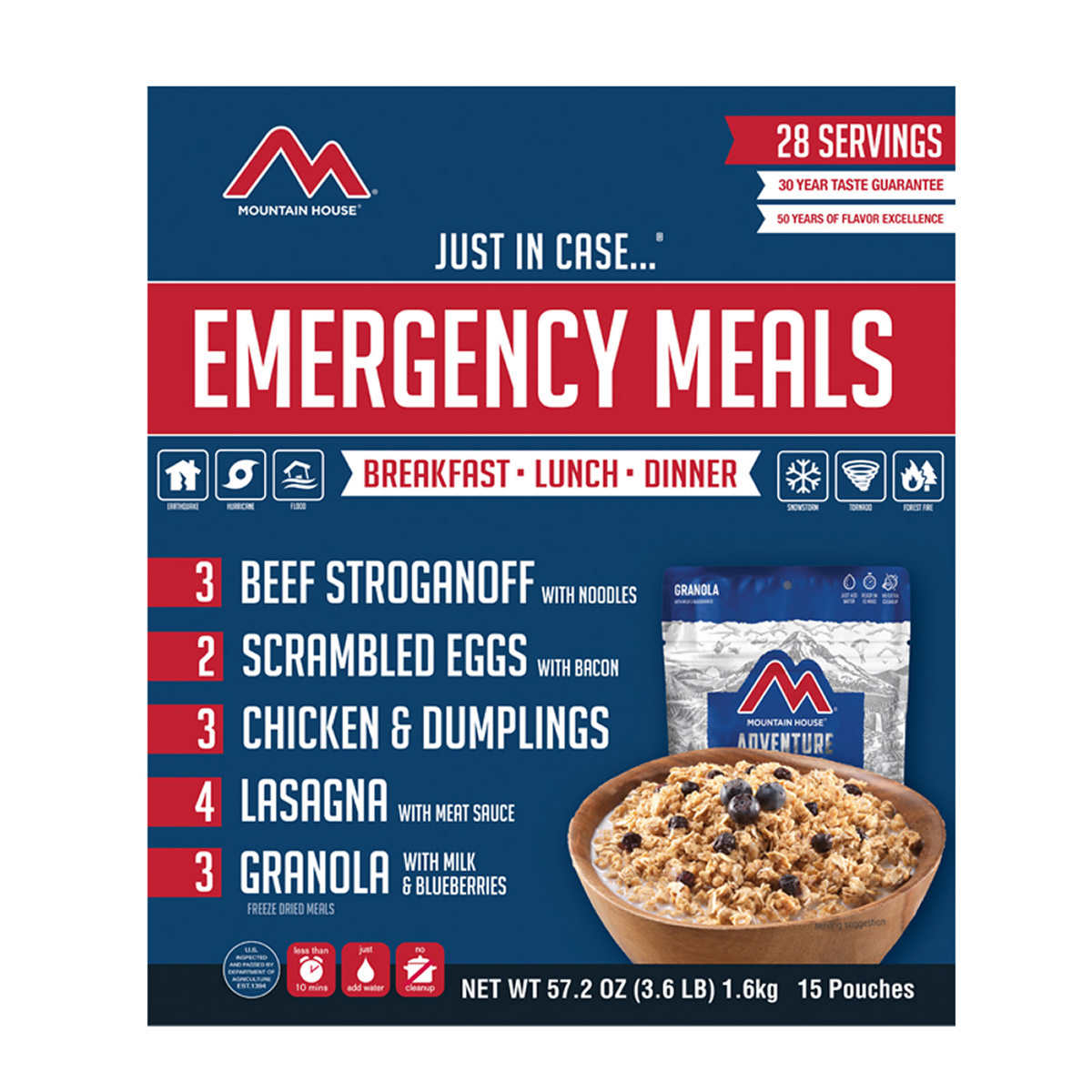 Mountain House Emergency Meal Kit - 15 packs (28 servings) $79.99