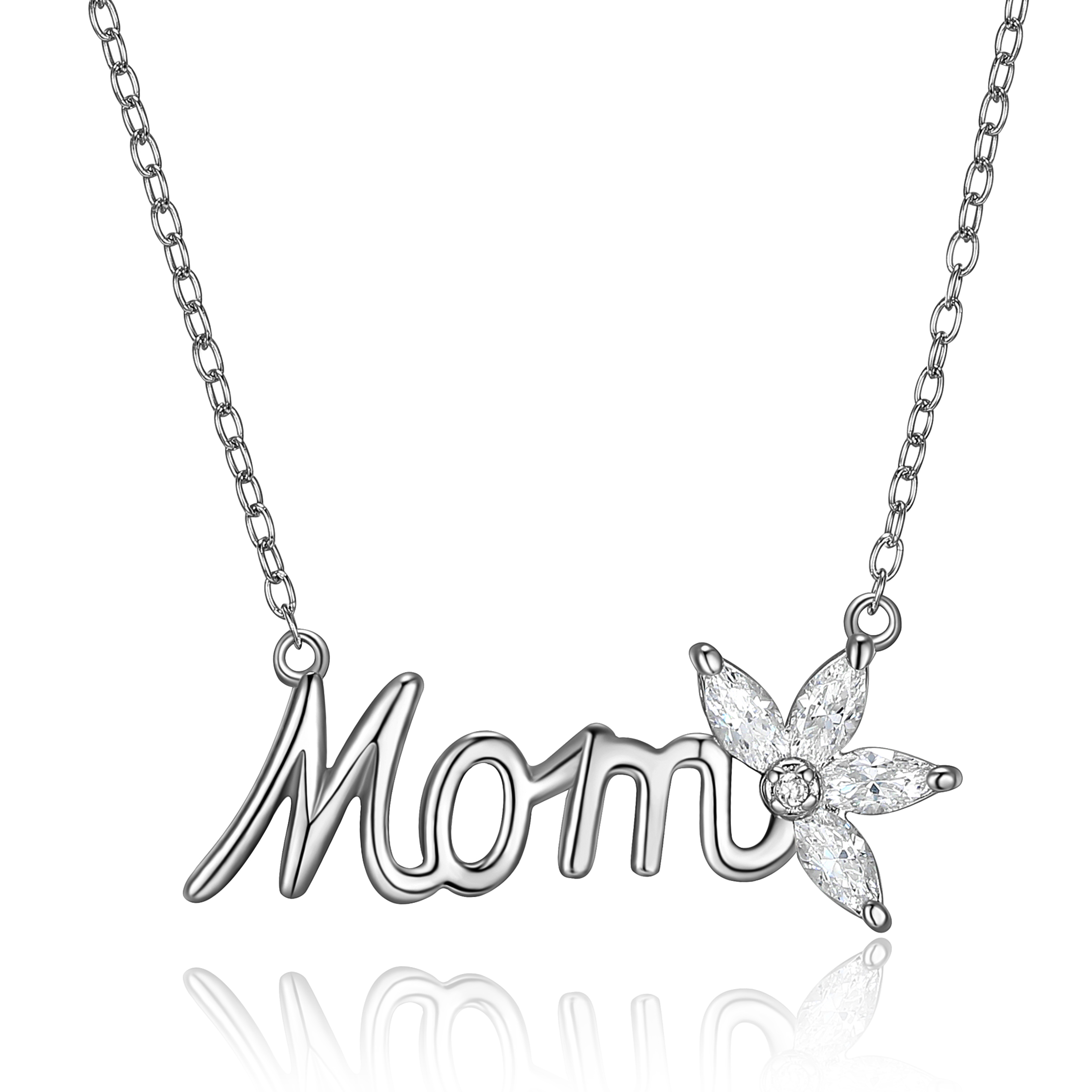 Forever Facets: Women's 925 Sterling Silver Mom and Marquise CZ Flower Necklace $18, & More + Free Shipping w/ Walmart+ or $35+